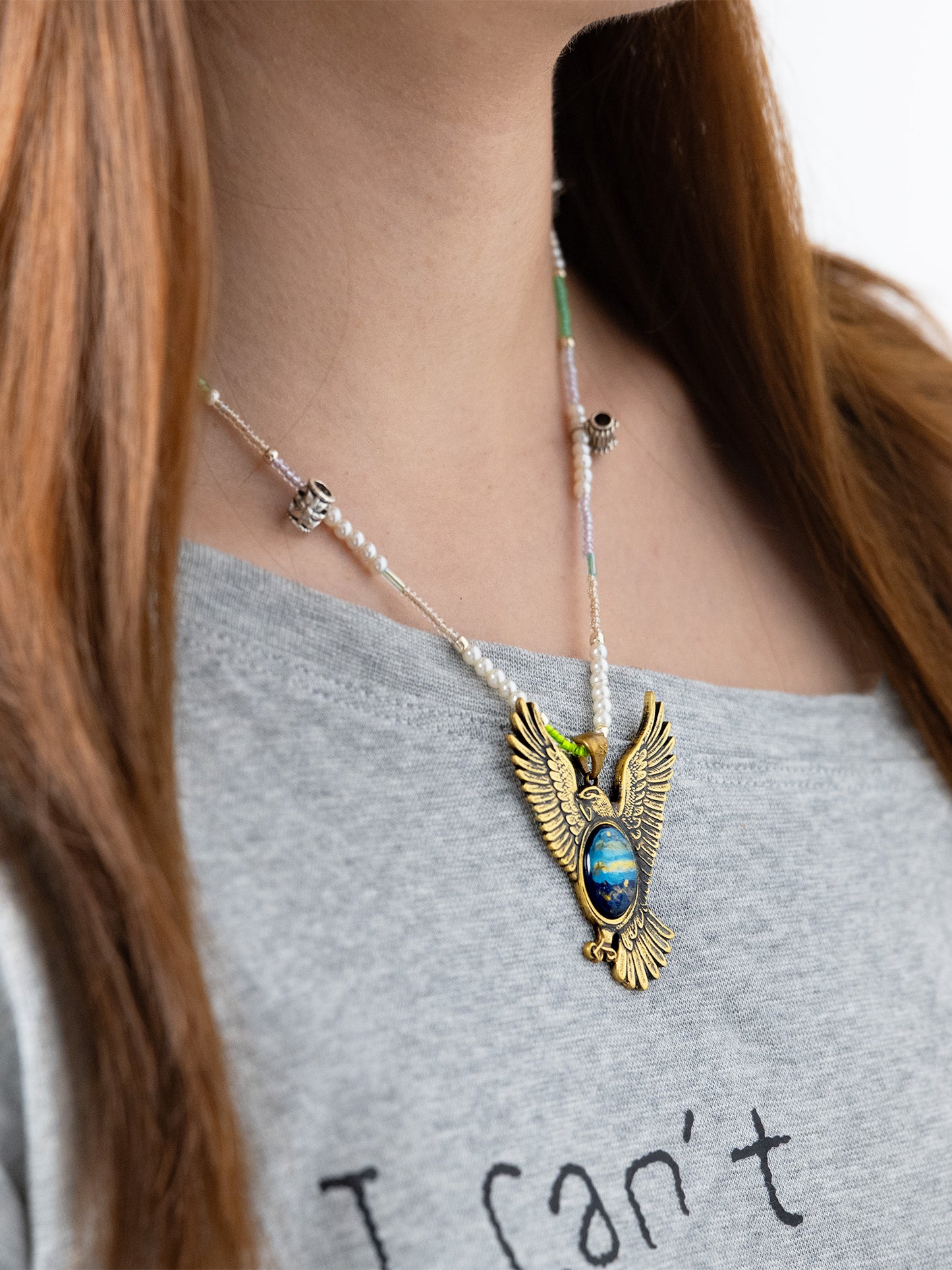 Brass Soaring Eagle Necklace – Spiritual Flight & Protector of Vision Jewelry