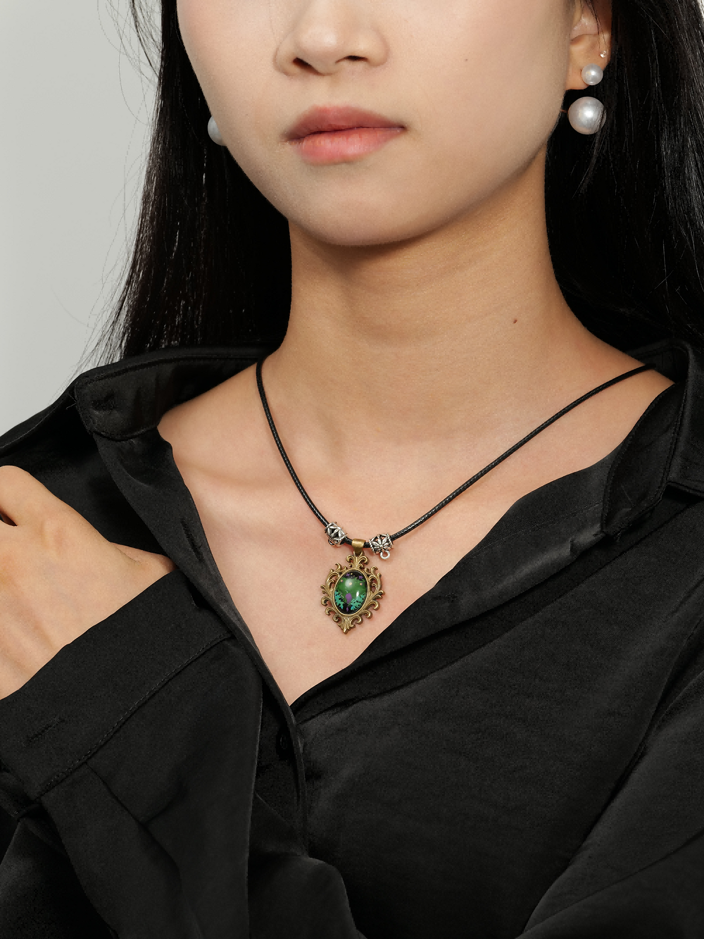 Whisper of the Duskwing · Hand-Painted Brass Relief Necklace – Forest Dragonfly Amulet