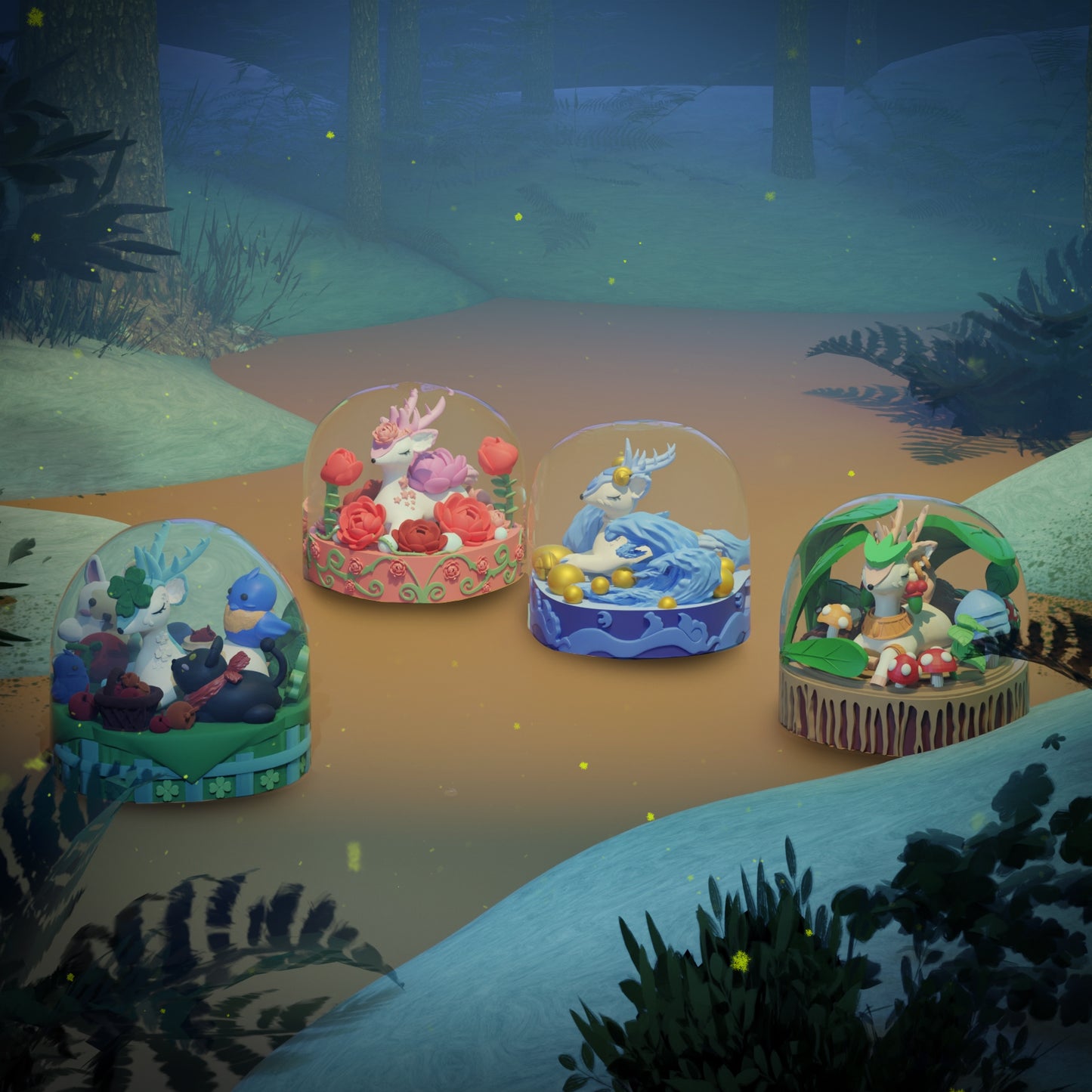 Deerverse Keys – Artisan Resin Keycap Collection with Forest Deer Micro Landscape for Mechanical Keyboards
