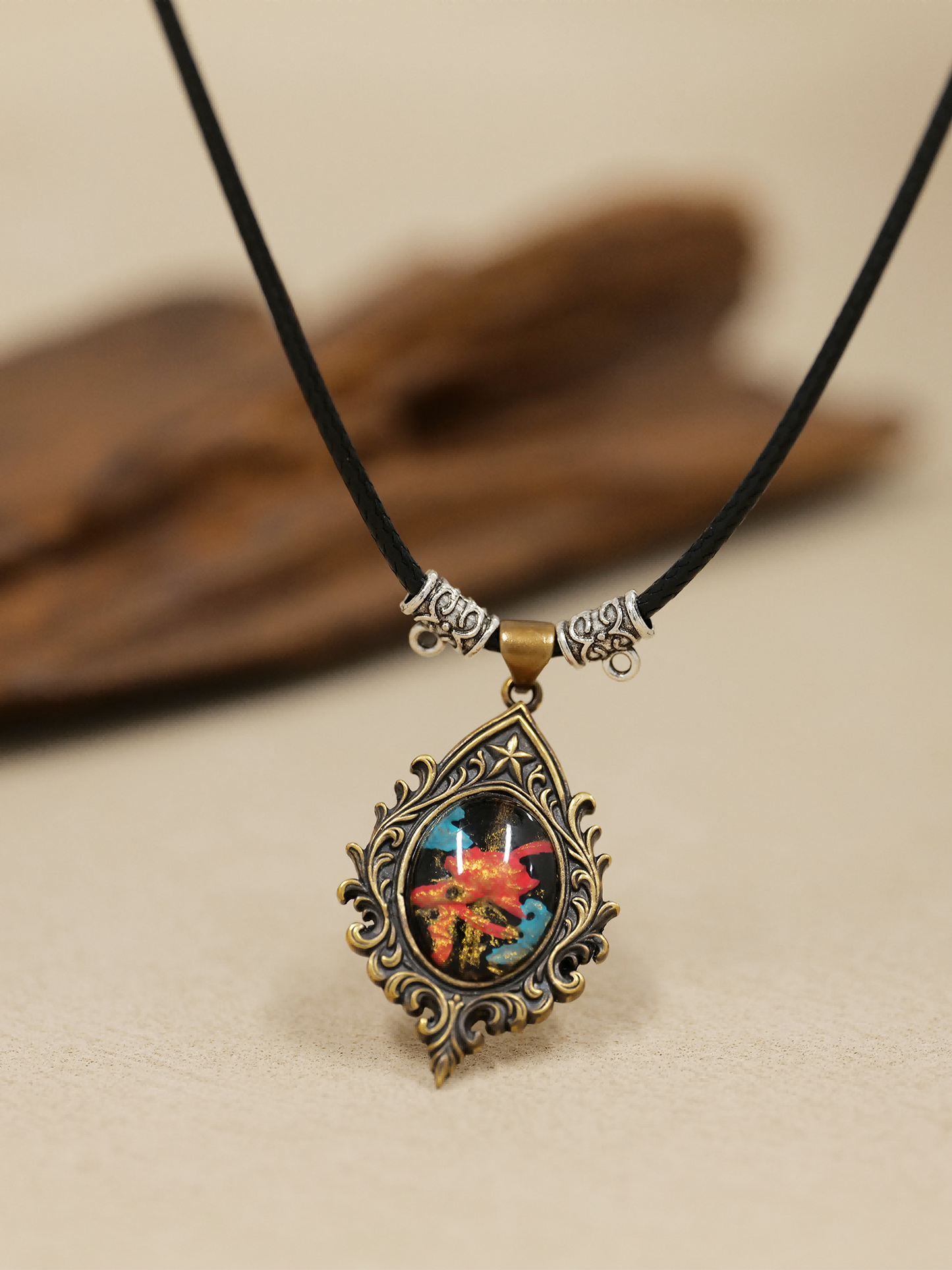 Ember Blooming Lotus Brass Necklace – Handcrafted Relief Art Pendant
