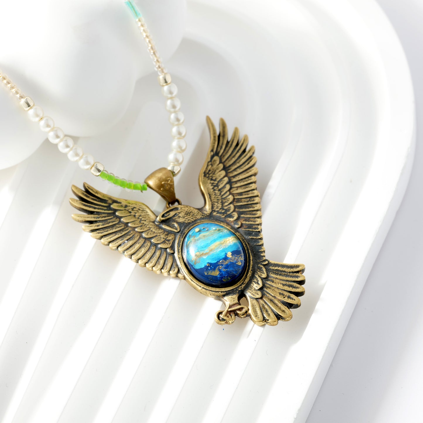 Brass Soaring Eagle Necklace – Spiritual Flight & Protector of Vision Jewelry