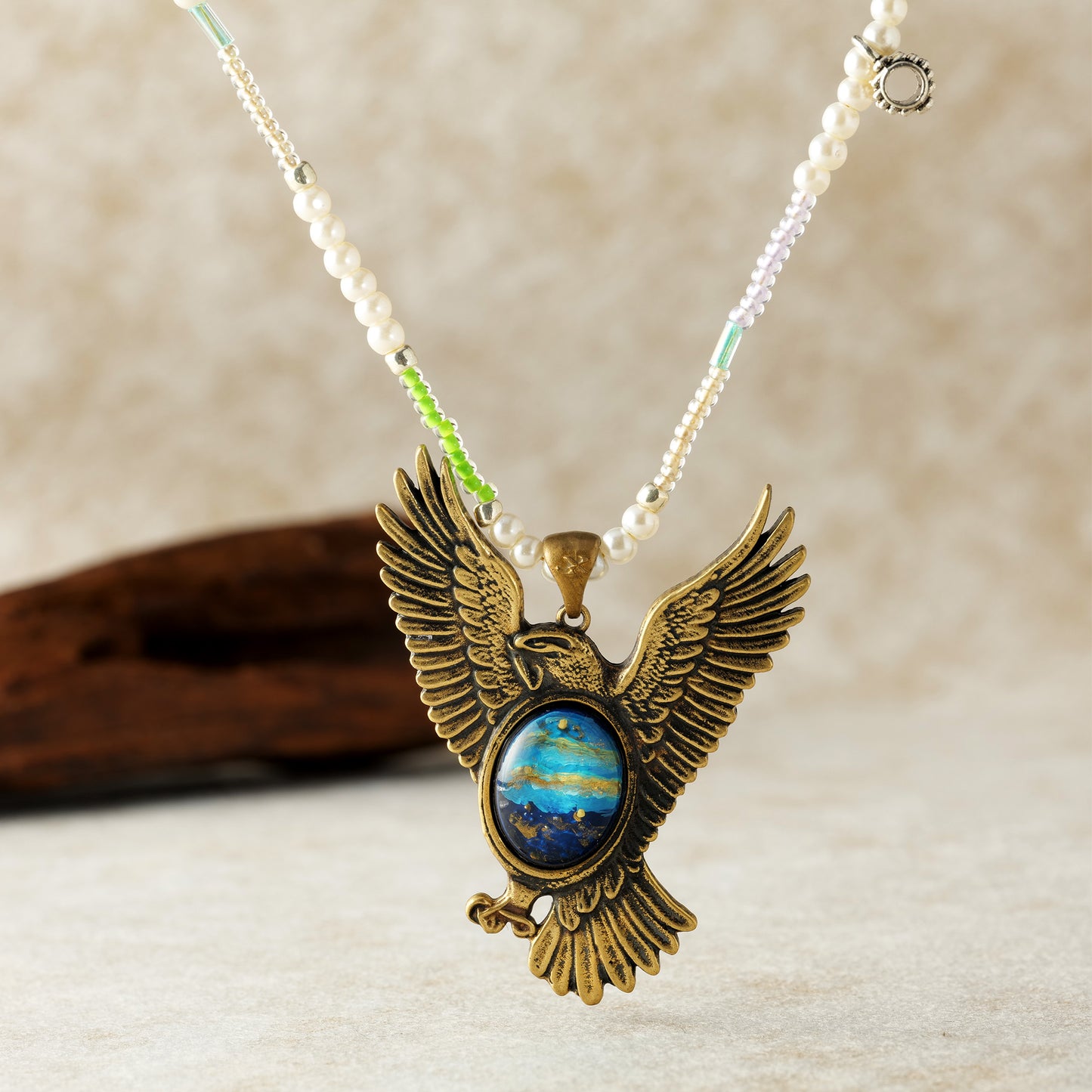 Brass Soaring Eagle Necklace – Spiritual Flight & Protector of Vision Jewelry