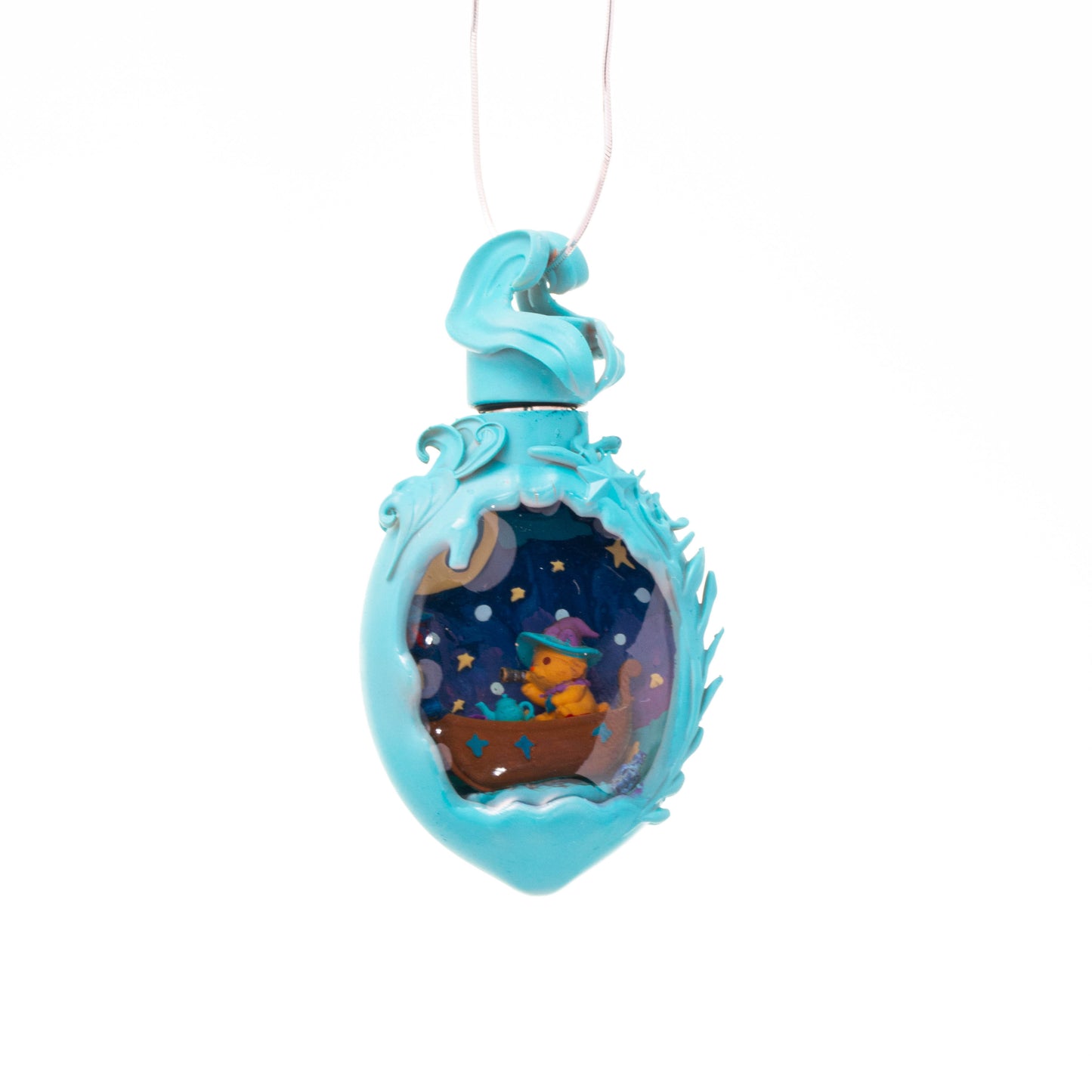 Starry Voyage Micro Landscape Necklace – Hand-Painted Resin Pendant with Wizard Cat & Constellations