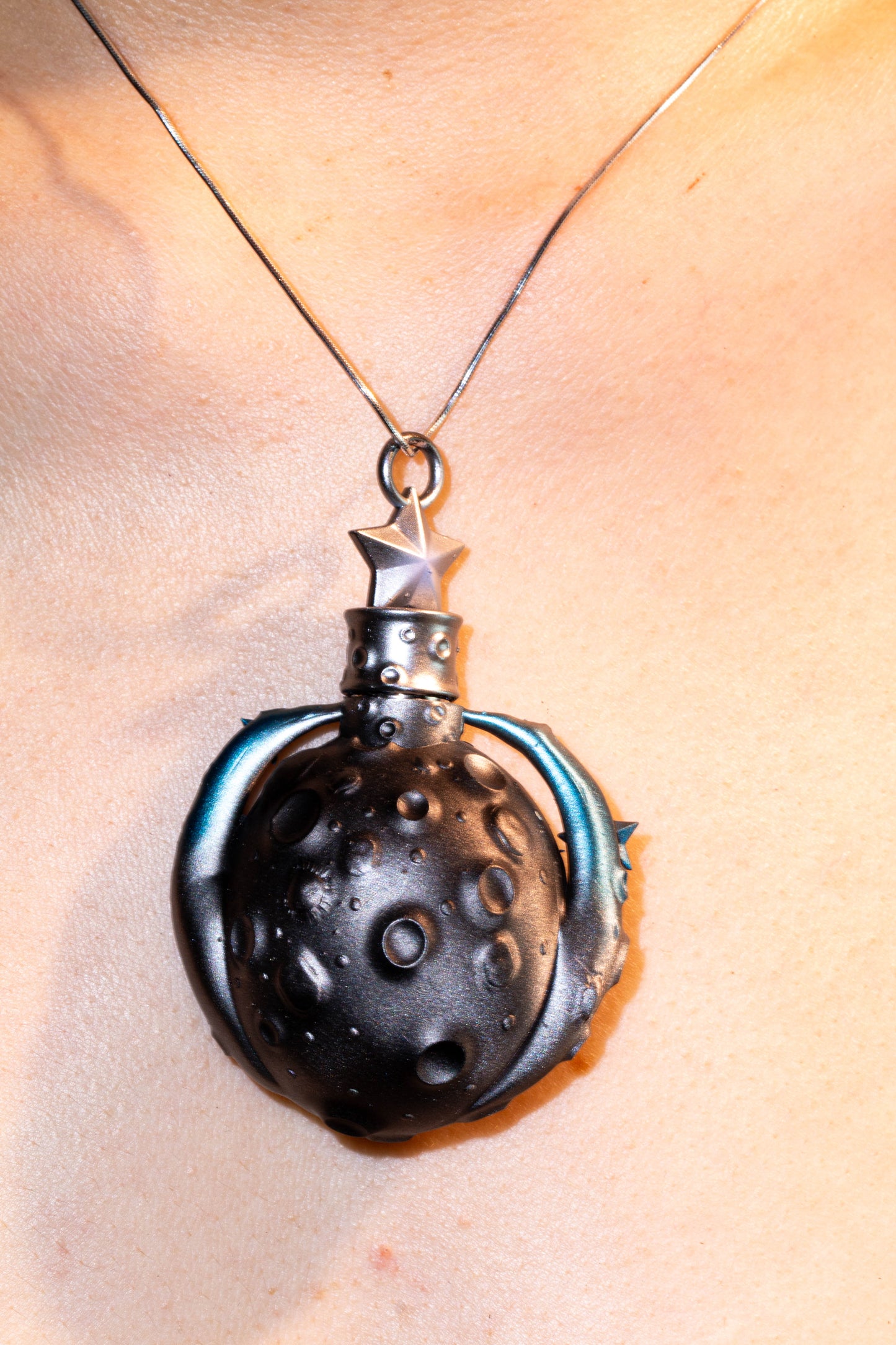Celestial Shelter Necklace – Resin Micro Landscape Cosmic House Pendant