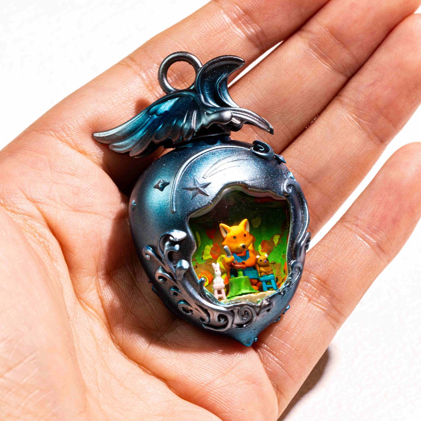 Forest Academy Micro Landscape Necklace – Hand-Painted Resin Woodland Pendant