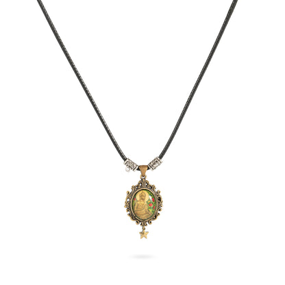 Serene Lotus Guardian Pendant – Brass Relief Resin Necklace