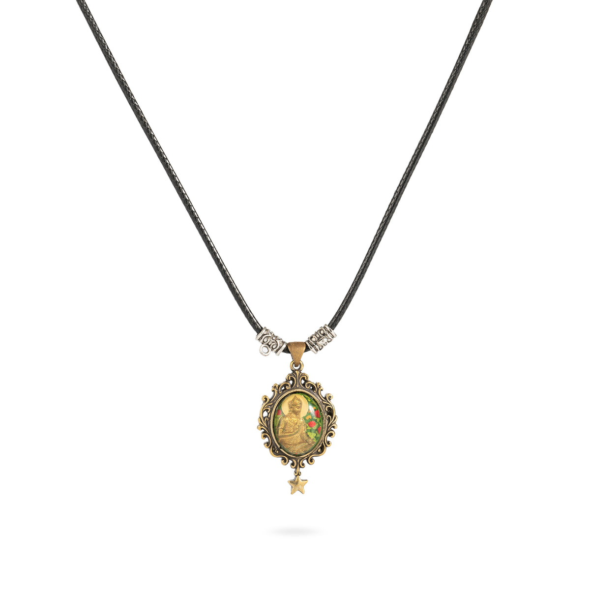 Serene Lotus Guardian-brass necklace