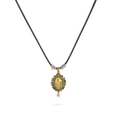 Serene Lotus Guardian-brass necklace