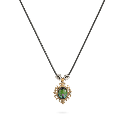 Whisper of the Duskwing · Hand-Painted Brass Relief Necklace – Forest Dragonfly Amulet