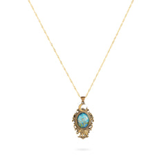 Moonlit Bloom & Elephant Wish-brass necklace