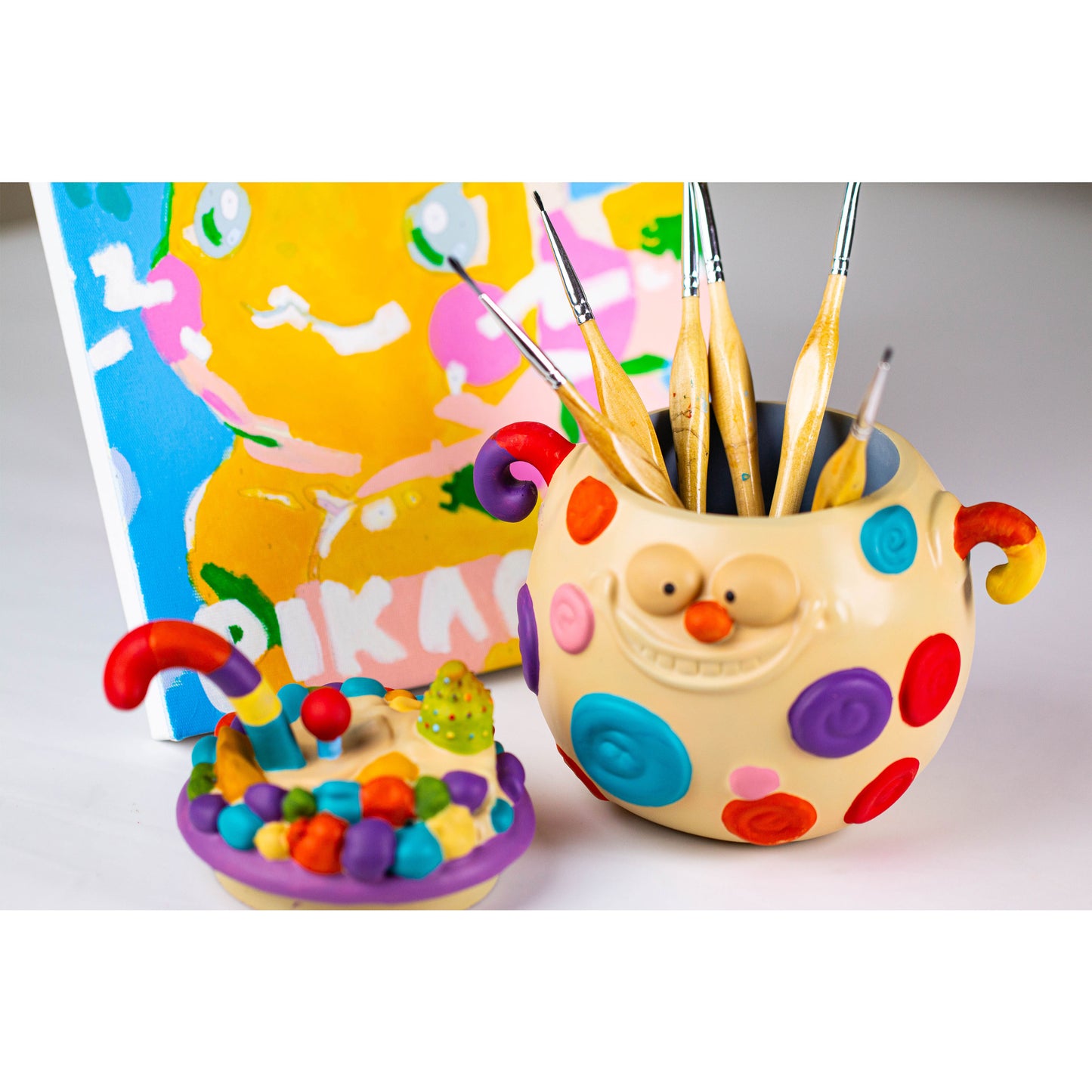 Cartoon candy jar pen holder desktop storage jar handmade customization