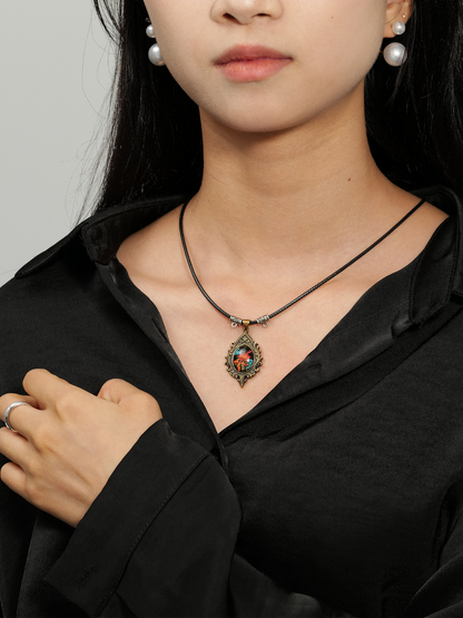 Ember Blooming Lotus Brass Necklace – Handcrafted Relief Art Pendant