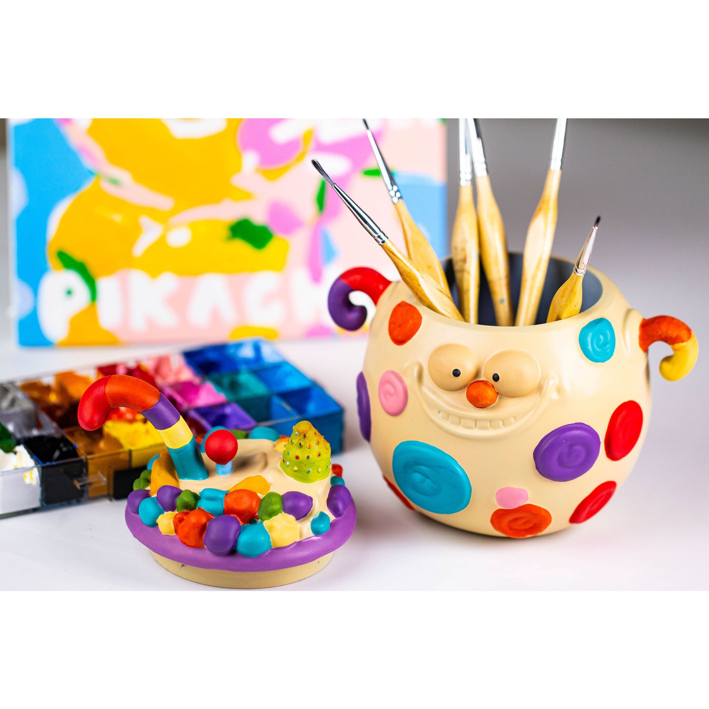 Cartoon candy jar pen holder desktop storage jar handmade customization