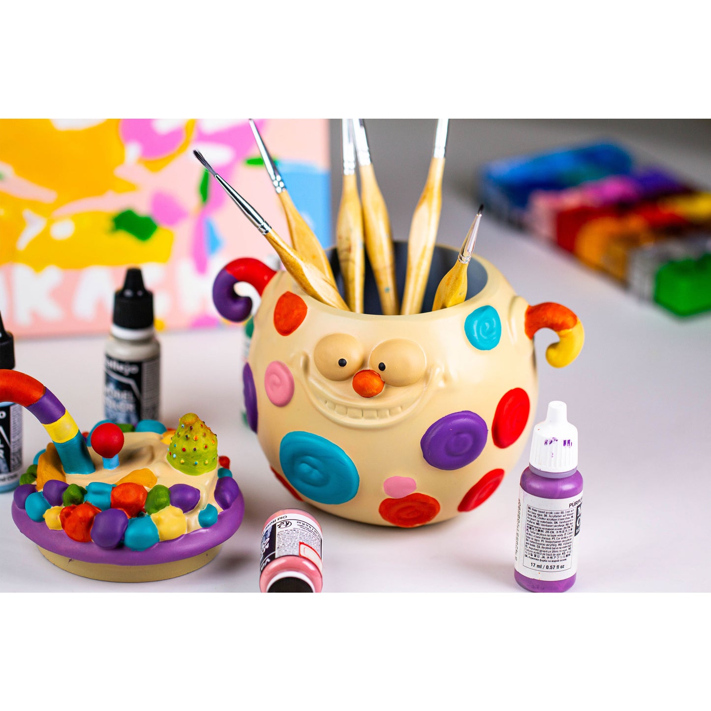 Cartoon candy jar pen holder desktop storage jar handmade customization