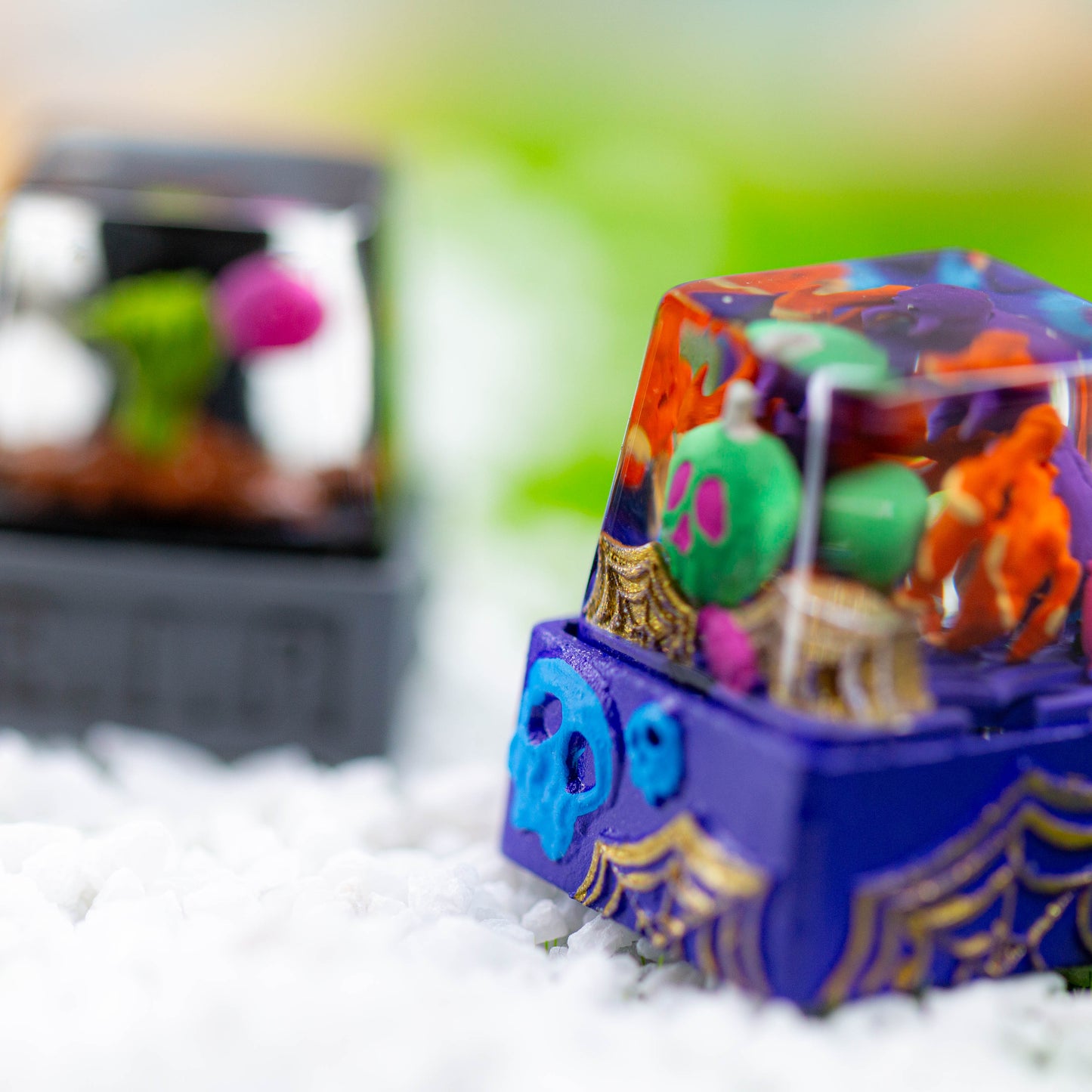 Sour Lemon Resin Keycaps Rebirth Demon Monument Art Keycaps Art Keycaps Handmade Keycaps Mechanical Keyboard