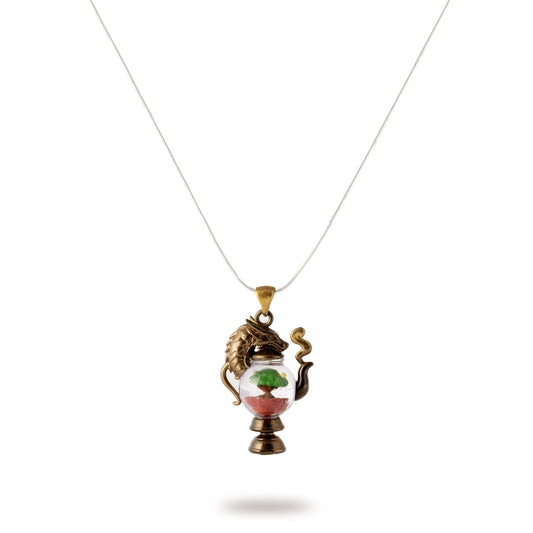 	alt="Dragonbrew Teapot Necklace with dragon design and resin details"