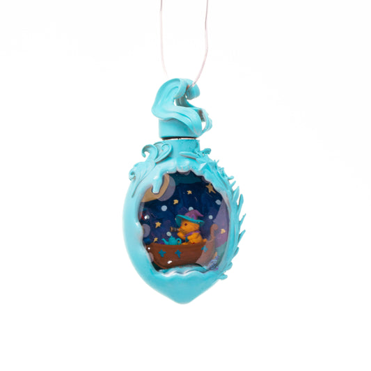 Starry Voyage Micro Landscape Necklace – Hand-Painted Resin Pendant with Wizard Cat & Constellations