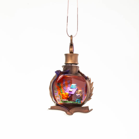 Lavender Library Micro Landscape Necklace – Hand-Painted Resin Pendant with Owl and Books