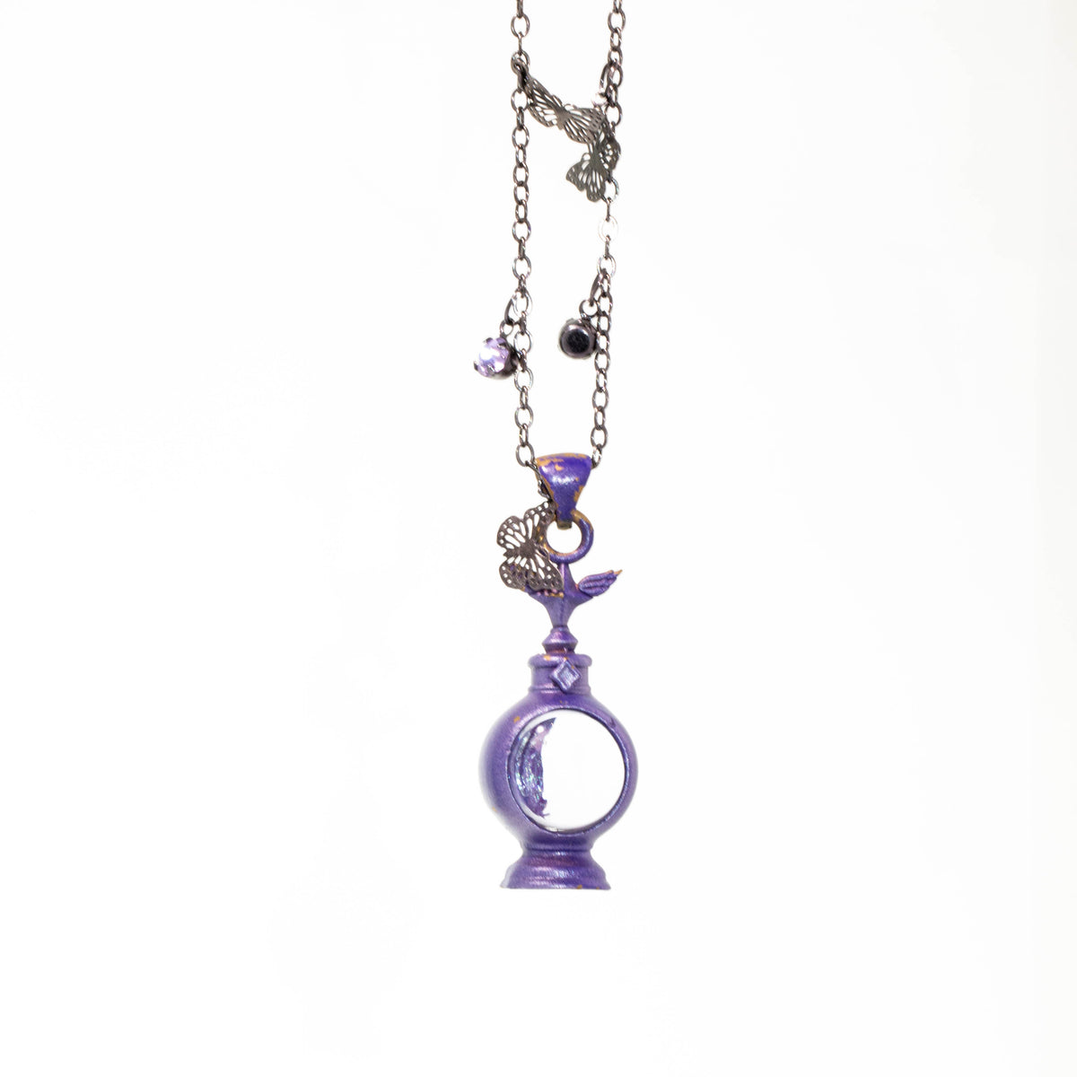 Lunar Bloom Bottle · Butterfly Moon 925 Silver Necklace