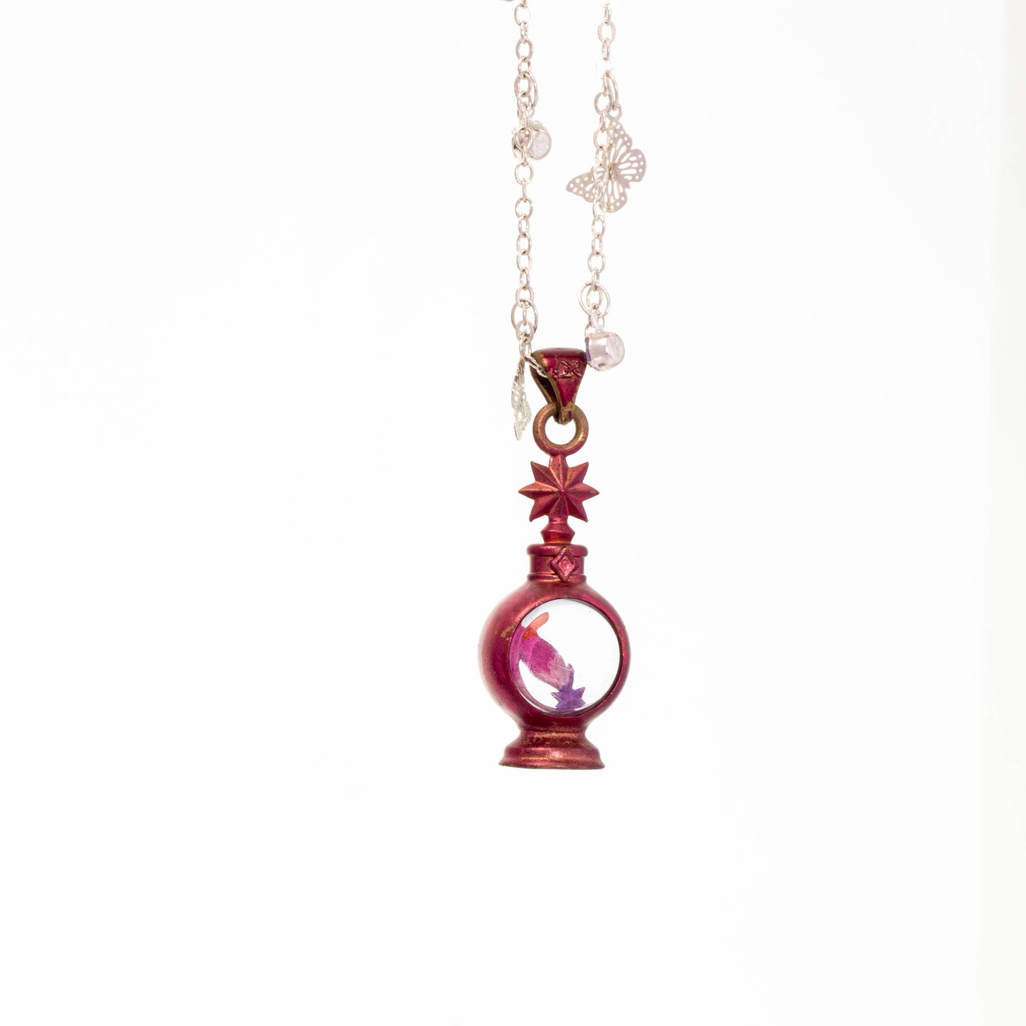 Starry Fishbottle Necklace – 925 Silver Resin Micro Landscape Fish Pendant
