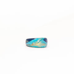 Ocean Whale Song · Hand-Painted 925 Silver Relief Ring