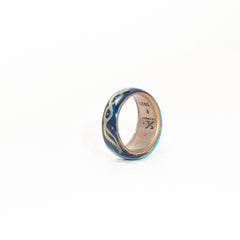 Ocean Whale Song · Hand-Painted 925 Silver Relief Ring