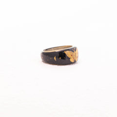 Golden Nocturne · Gilded Butterfly Relief 925 Silver Ring