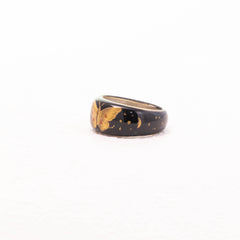 Golden Nocturne · Gilded Butterfly Relief 925 Silver Ring