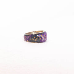 Twilight Bloom · Purple Floral Relief 925 Silver Ring
