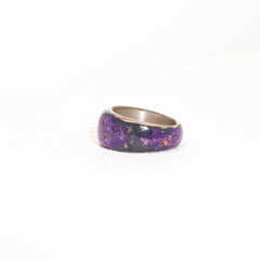 Twilight Bloom · Purple Floral Relief 925 Silver Ring