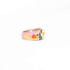 Blossom Whispers · Hand-Painted Floral 925 Silver Ring