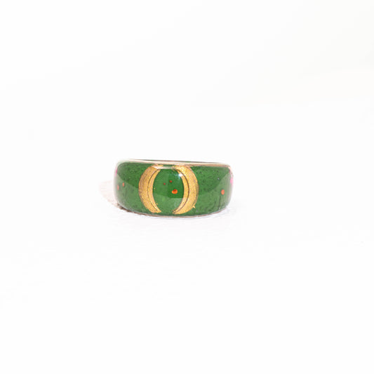 Moonlight Grove Ring – 925 Silver Crescent Moon Forest Relief Jewelry