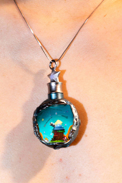 Starlit Observatory Necklace – Resin Micro Landscape Cosmic Pendant