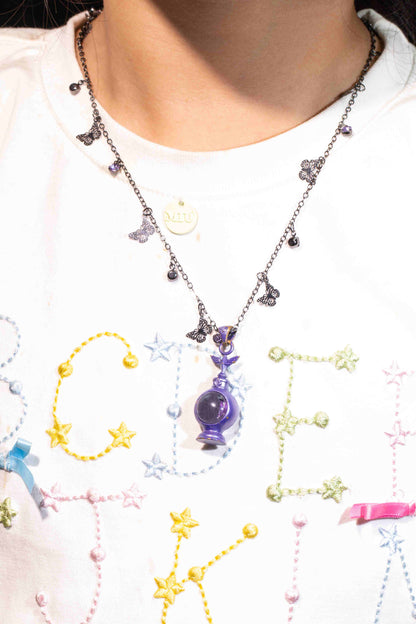 Lunar Bloom Bottle Necklace – 925 Silver Resin Moon Micro Landscape Jewelry