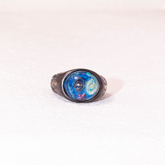Galaxy Dream Ring – Handmade 925 Silver Resin Cosmic Jewelry