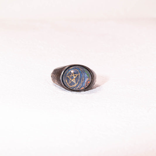 Celestial Pentagram Ring – 925 Silver Handmade Galaxy Resin Talisman