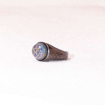 Celestial Pentagram Ring – 925 Silver Handmade Galaxy Resin Talisman
