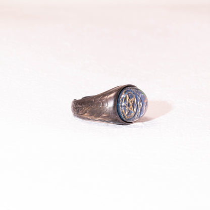 Celestial Pentagram Ring – 925 Silver Handmade Galaxy Resin Talisman