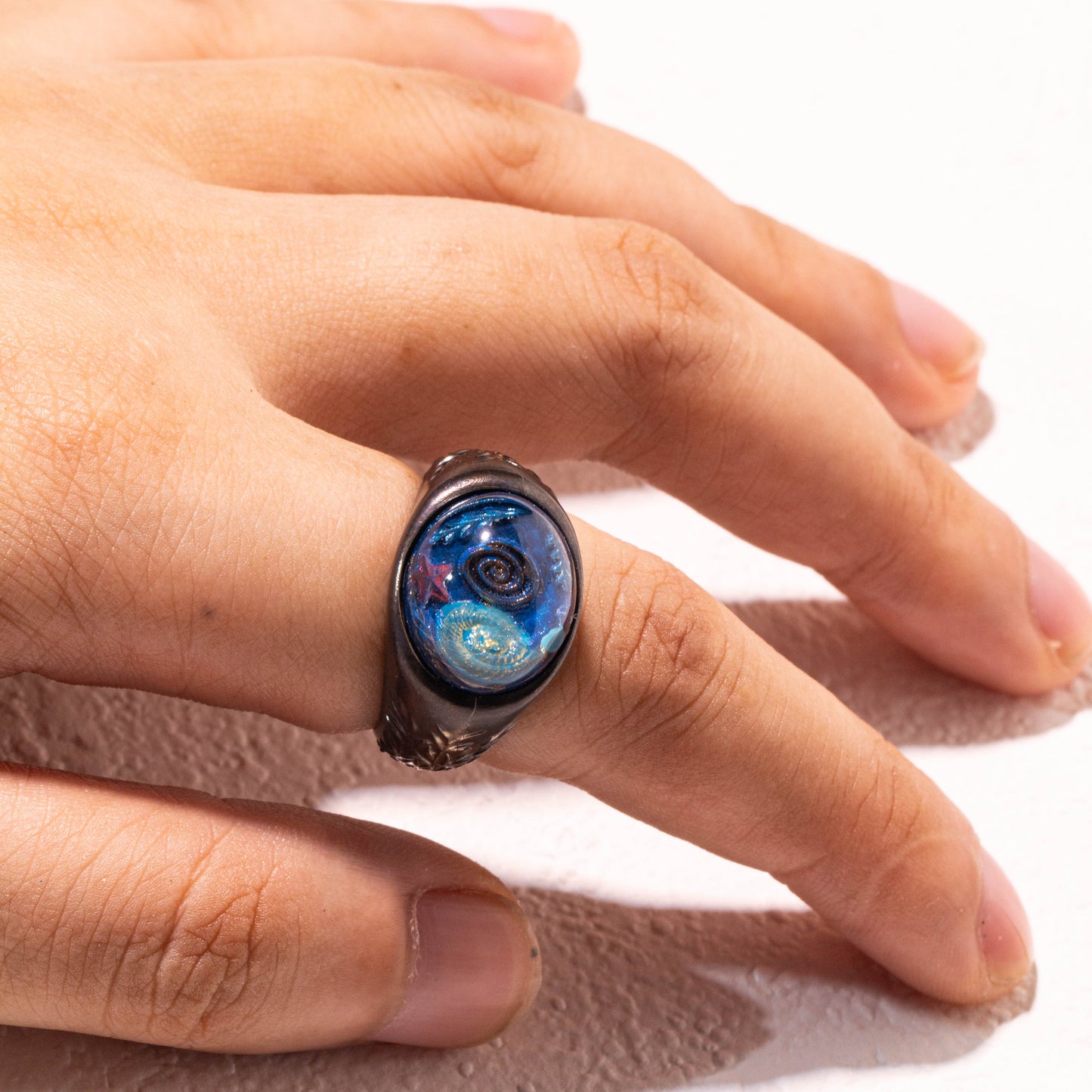 Galaxy Dream Ring – Handmade 925 Silver Resin Cosmic Jewelry