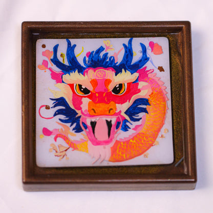 Valentine's Day gift,Handmade Resin Dragon Coaster | Oriental Art Decor | Unique Home & Gift Idea