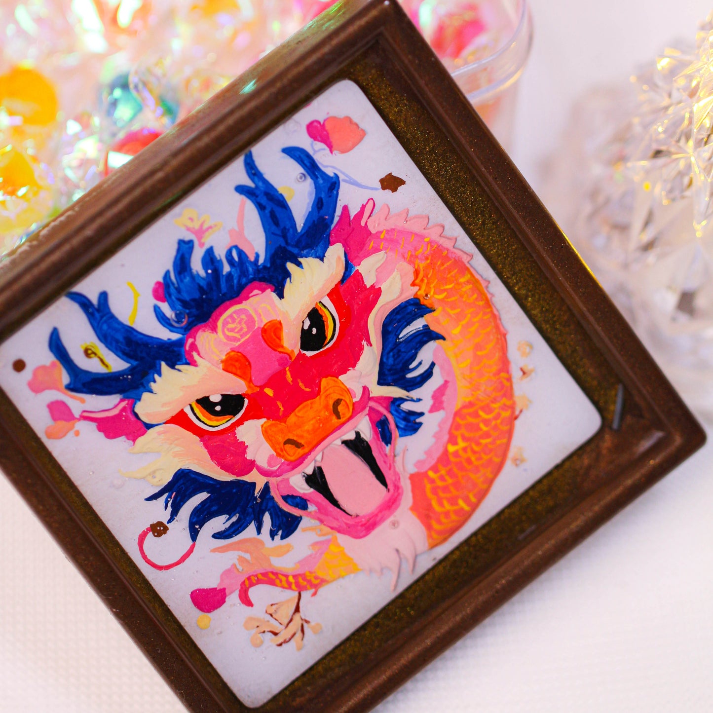 Valentine's Day gift,Handmade Resin Dragon Coaster | Oriental Art Decor | Unique Home & Gift Idea