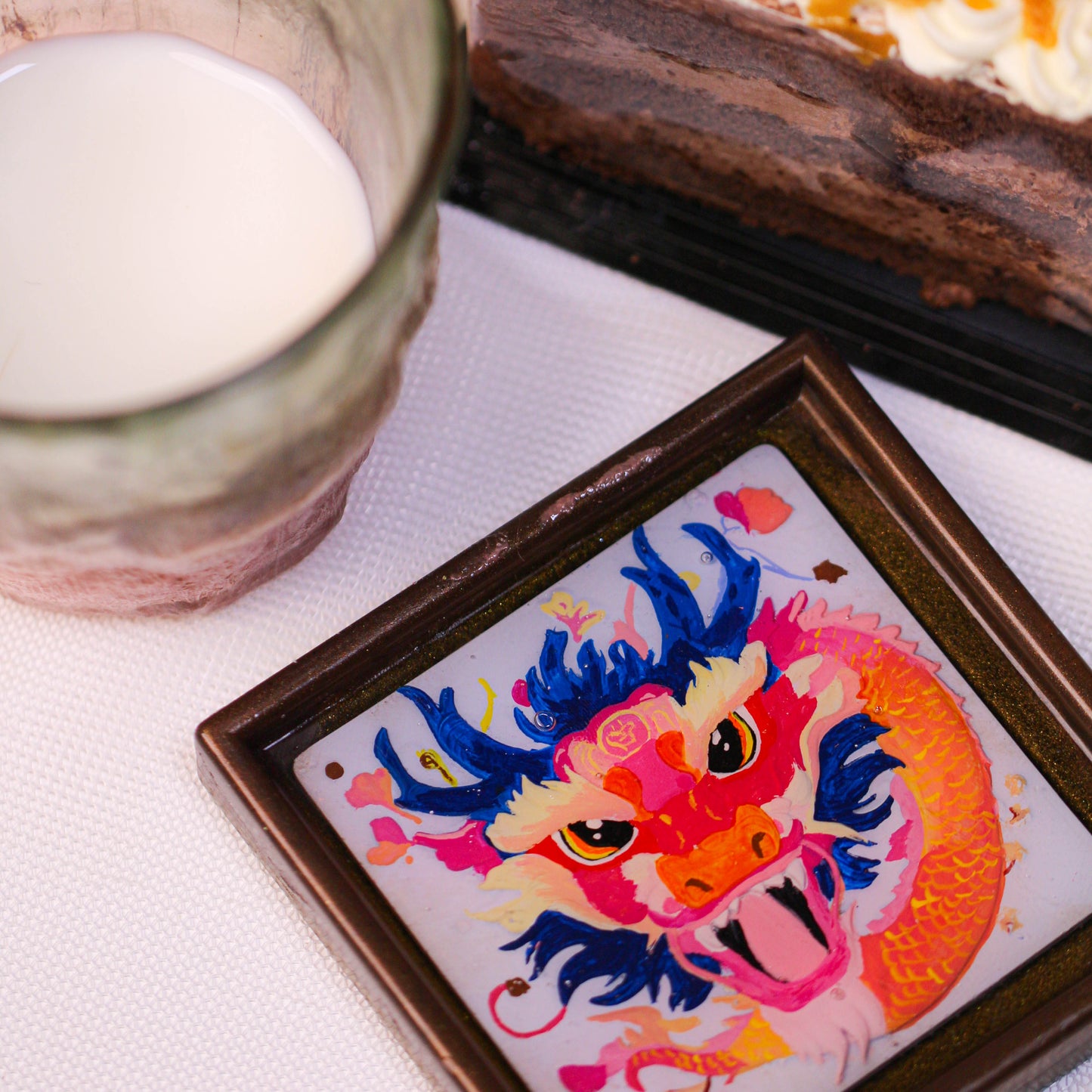 Valentine's Day gift,Handmade Resin Dragon Coaster | Oriental Art Decor | Unique Home & Gift Idea