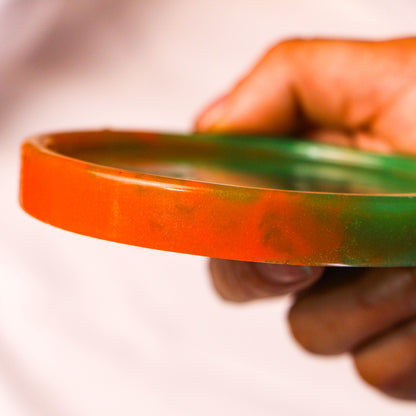 Handcrafted Resin Art Coaster - Vibrant Green and Orange Jade Design | Unique Valentine's Day Gift for Nature Lovers