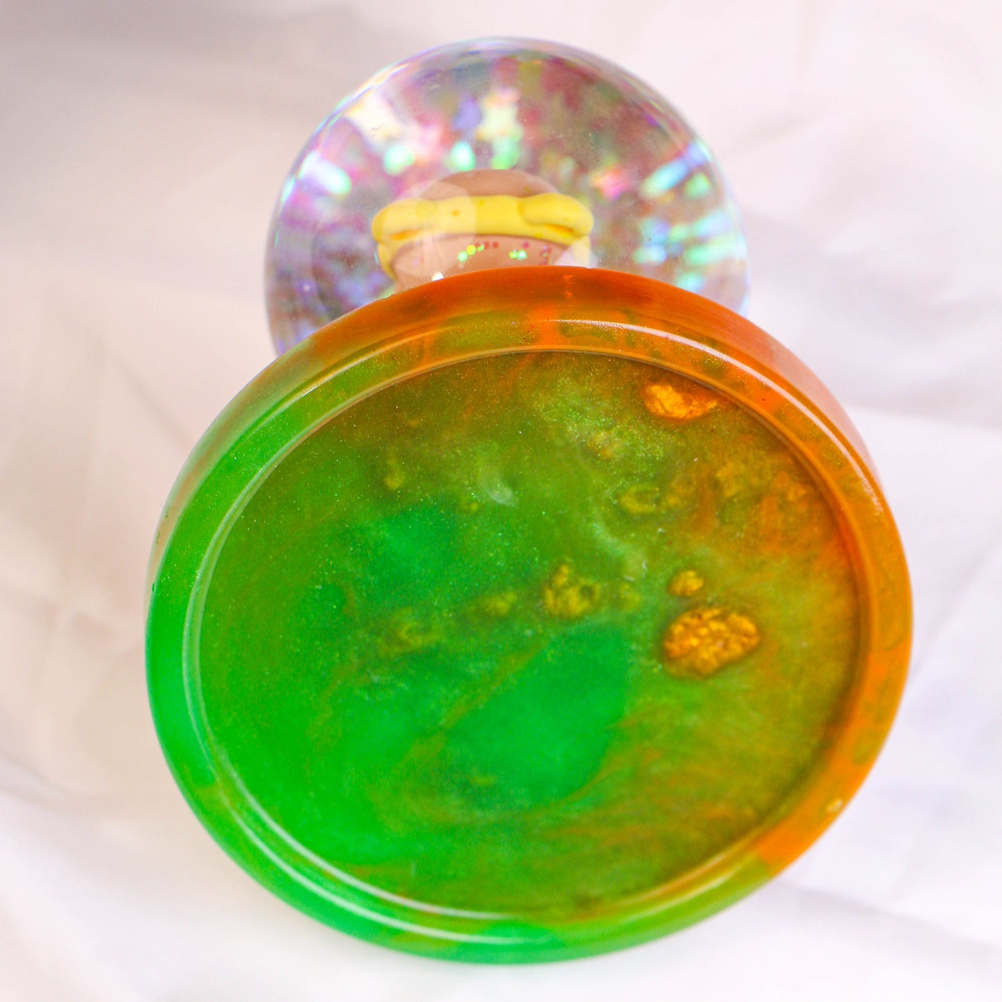 Handcrafted Resin Art Coaster - Vibrant Green and Orange Jade Design | Unique Valentine's Day Gift for Nature Lovers