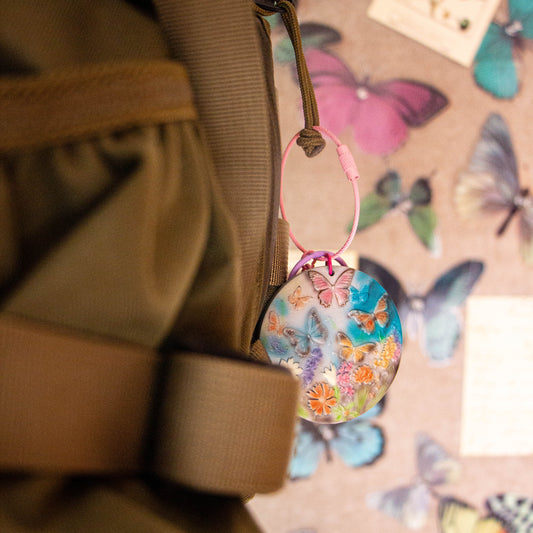 Butterfly embossed keychain | floral luggage tag | multifunctional vintage bag pendant