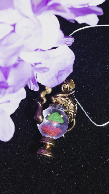 Dragonbrew Teapot Necklace – Handcrafted Resin Pendant with Dragon Design